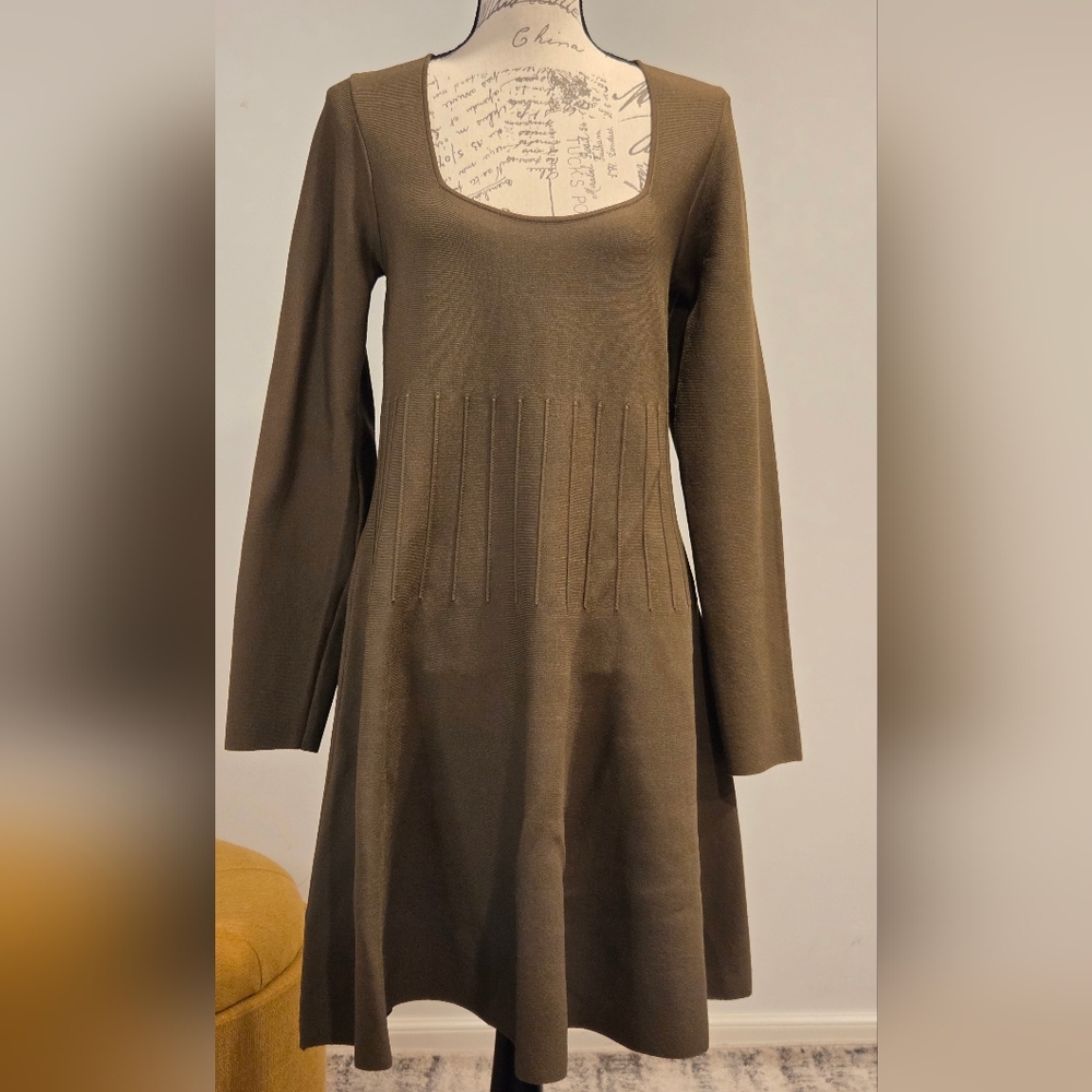 STAUD Military Green Long Sleeve Dress,Size XL. - Picture 6 of 16